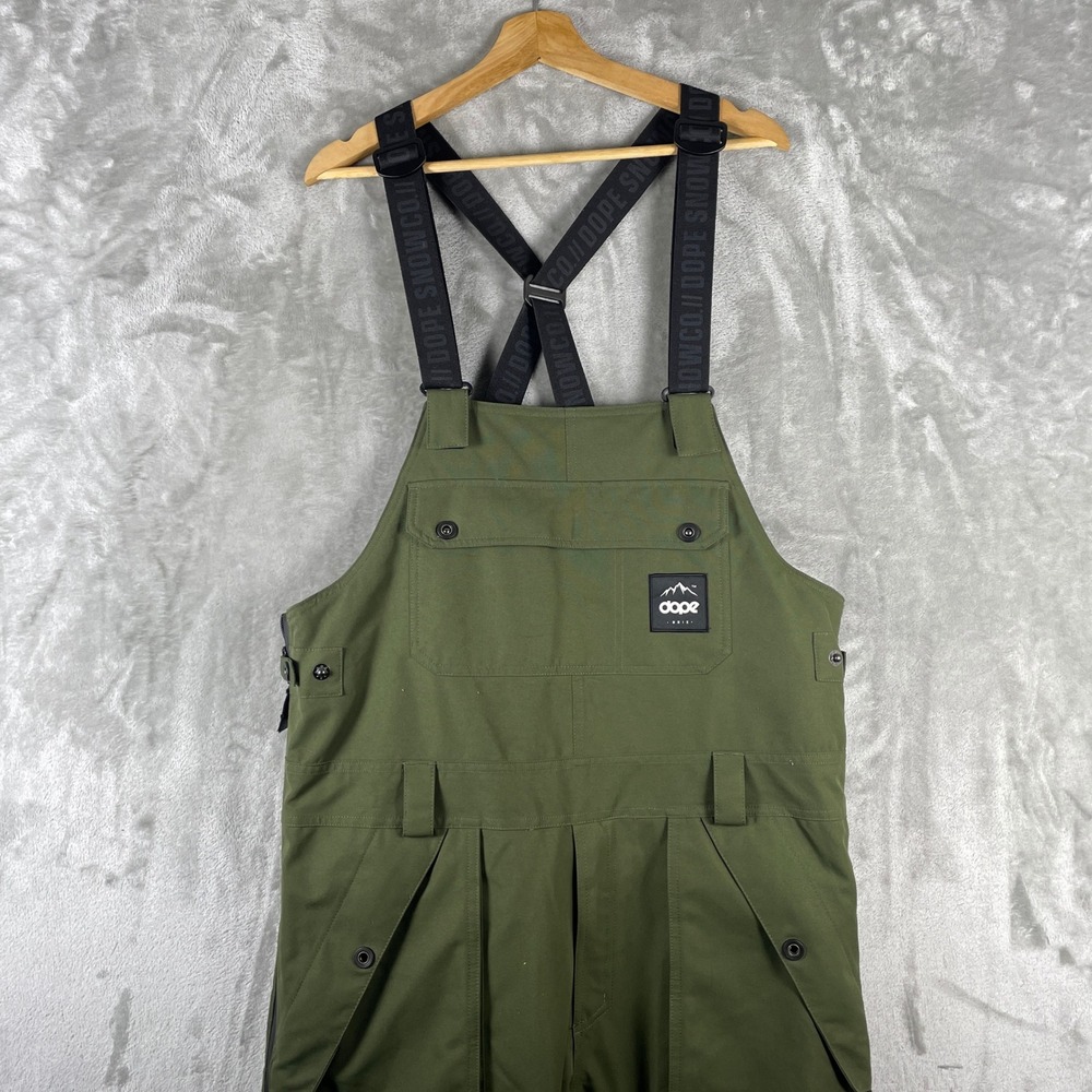 Dope Notorious BIB Pants Mens L Green Snowboard Ski Overalls Bibs Snow